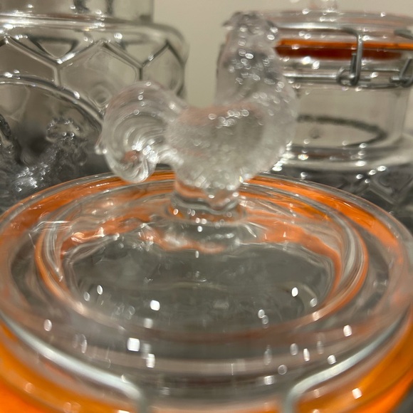 Set of 3 glass Rooster Cannisters - Picture 2 of 2